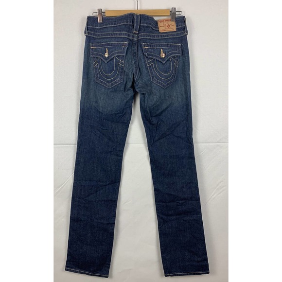 TRUE RELIGION Jeans STRETCH STRAIGHT W/ PAVE CRYSTAL on Front & back SIZE 28 - Picture 9 of 10